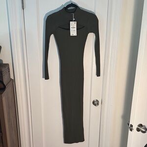 Zara Long Sleeve Olive Dress